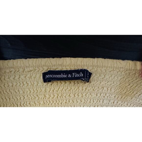 Abercrombie & Fitch Y2K Babydoll Smocked Yellow Floral Lace Semi Crop Top XL - Picture 3 of 8